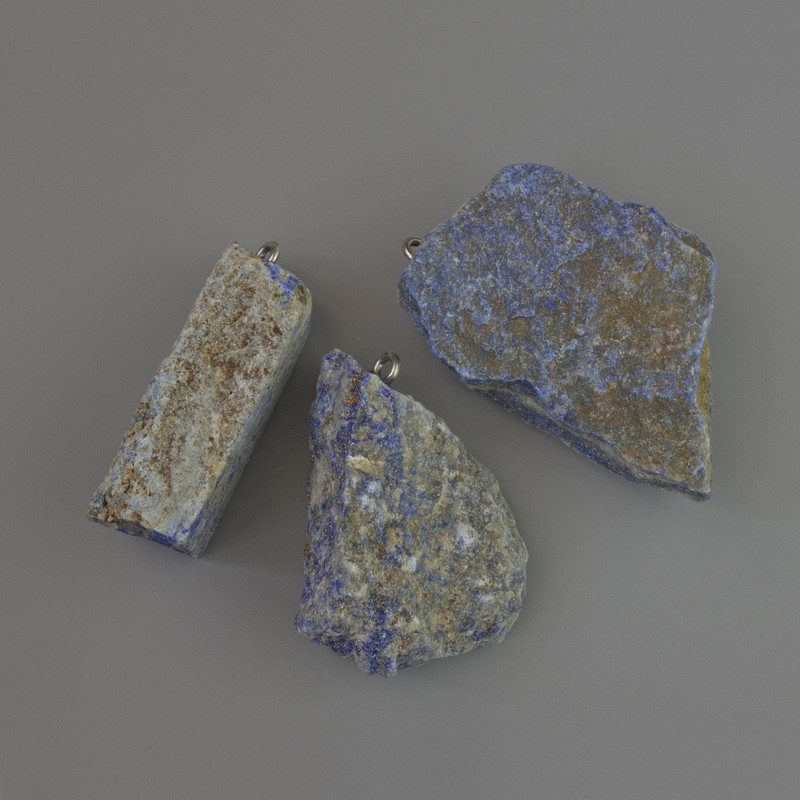 Azurite Pendant, Natural Rough Stone, Dimensions 37×14 to 43×27 mm, Assorted