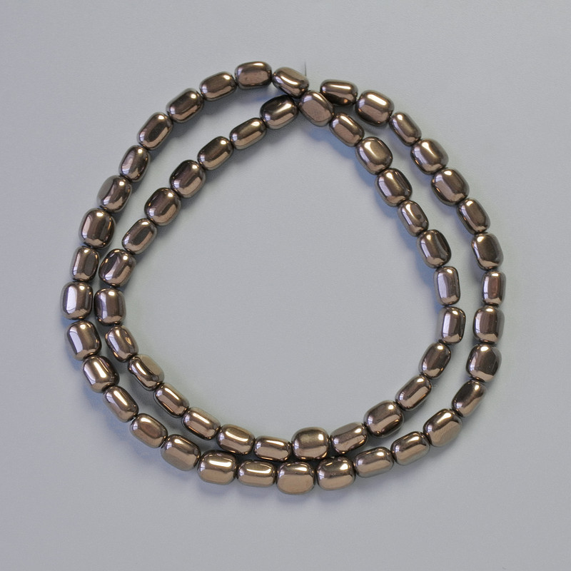 Hematite beads, oval, bronze color, 7x5 mm diameter, 40 cm strand