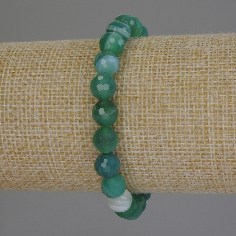 Agate Faceted Bead Bracelet, 8 mm, 18 cm Stretch