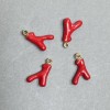 Pendant with red enamel, gold-tone metal, diameter 20×11 mm (+/-), hole diameter 2.2 mm (+/-); packaging (4 pcs)