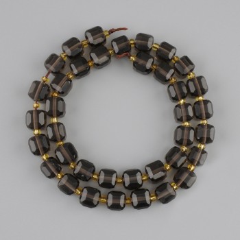 Smoky Quartz Faceted Cube Beads, 8×8 mm, seed beads 3 mm, length 37 cm on thread