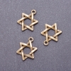 Pingente Estrela de David, espessura 3mm, diâmetro 18mm, metal bronze, embalagem 20 gramas +/- 11 unid.