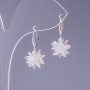 Brincos com cristais brancos «Flocos de Neve», diâmetro 12mm, comprimento 2,5 cm