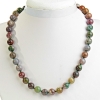 Colar multicolor Jaspe esfera 12mm, comprimento 47cm
