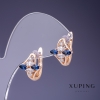 Brincos Xuping com pedras brancas e azuis 14x13mm "banho de ouro 18K"