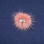Broche de pele de vison «pó» com flor, diâmetro 50mm