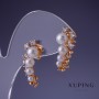Brincos Xuping com pérolas "Maiorca" 25x12mm "banho de ouro 18K"