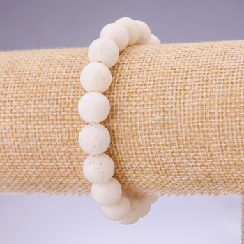 Pulseira de Coral esponjoso branco natural, bola lisa, diâmetro 10mm em elástico, comprimento 18cm