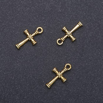 Acessório pingente Cruz "ouro", diâmetro 11mm L11mm in-dmm embalagem 20g 25 pçs. (+ -)
