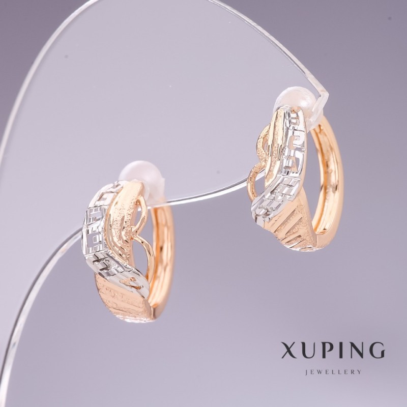Brincos Xuping 15x7mm ródio, banho de ouro 18k