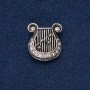 Broche Lira 25x23mm com strass escuro metal escuro