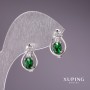 Brincos Xuping com pedras verdes 15x9mm ródio