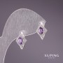 Brincos Xuping com pedras liláses ródio