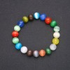 Pulseira de pedra natural Olho de gato multicolorido bola lisa, diâmetro 10mm, comprimento 18cm em elástico