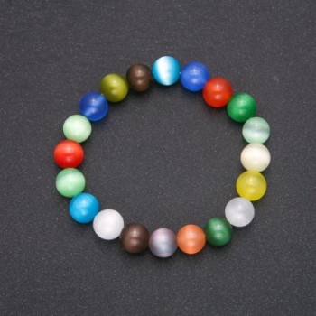 Pulseira de pedra natural Olho de gato multicolorido bola lisa, diâmetro 10mm, comprimento 18cm em elástico