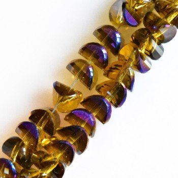 Contas de cristal estilo "Swarovski" amarelo-escuras com revestimento azul, diâmetro 6x4mm fio, comprimento 50cm