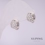 Brincos Xuping com strass brancos 10x12mm ródio