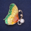 Saldos! Broche Borboleta strass brancos esmalte cor verde dourado 49x45mm metal amarelo