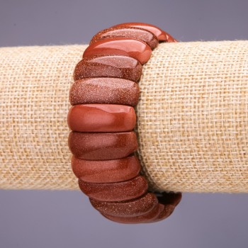 Pulseira Aventurina areia dourada elo 25x10+-mm, comprimento 18cm em elástico