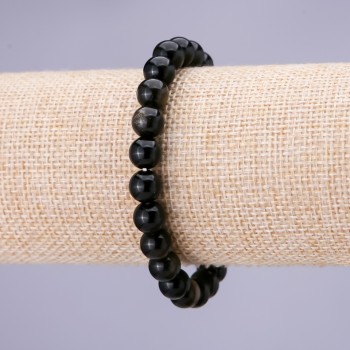 Pulseira Obsidiana Dourada esfera lisa 8mm elástica