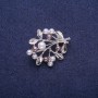 Saldos! Broche Raminho com pérolas, metal prateado 28x35mm