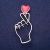 Saldos! Broche Símbolo do Amor esmalte vermelho, metal prateado 25x57mm