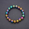 Pulseira Hematite com revestimento esfera lisa, diâmetro 10(+-)mm, comprimento 18cm em elástico