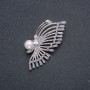  Broche Xuping Rhodium con perla, diámetro 8mm + - con piedras blancas y pedrería 50x25mm +