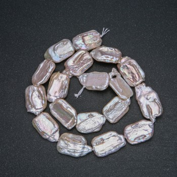 Colar de pérolas barrocas naturais, diâmetro 22x14mm, comprimento 40cm ± com reflexo benzina