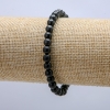 Pulseira elástica de xungita com contas lisas 6 mm, diâmetro 6mm, comprimento 18cm +
