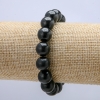Pulseira elástica de xungita natural esferas lisas, diâmetro 12mm, comprimento 18cm +