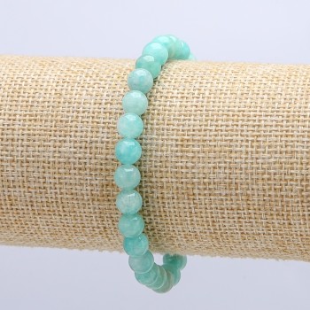 Bracelete de borracha de pedra natural Amazonita bolinha lisa, diâmetro 6mm circunferência 18cm +