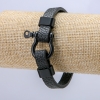 Pulseira-cinto masculina de couro ecológico preto, espessura 9,5 mm + -, comprimento 22 cm