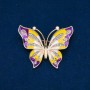 Broche Borboleta com esmalte e strass, metal dourado 54x43mm +