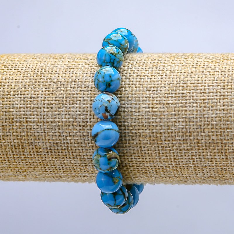 Pulseira elástica com Jaspe Imperial bola lisa, diâmetro 10mm+-, comprimento 18cm+-