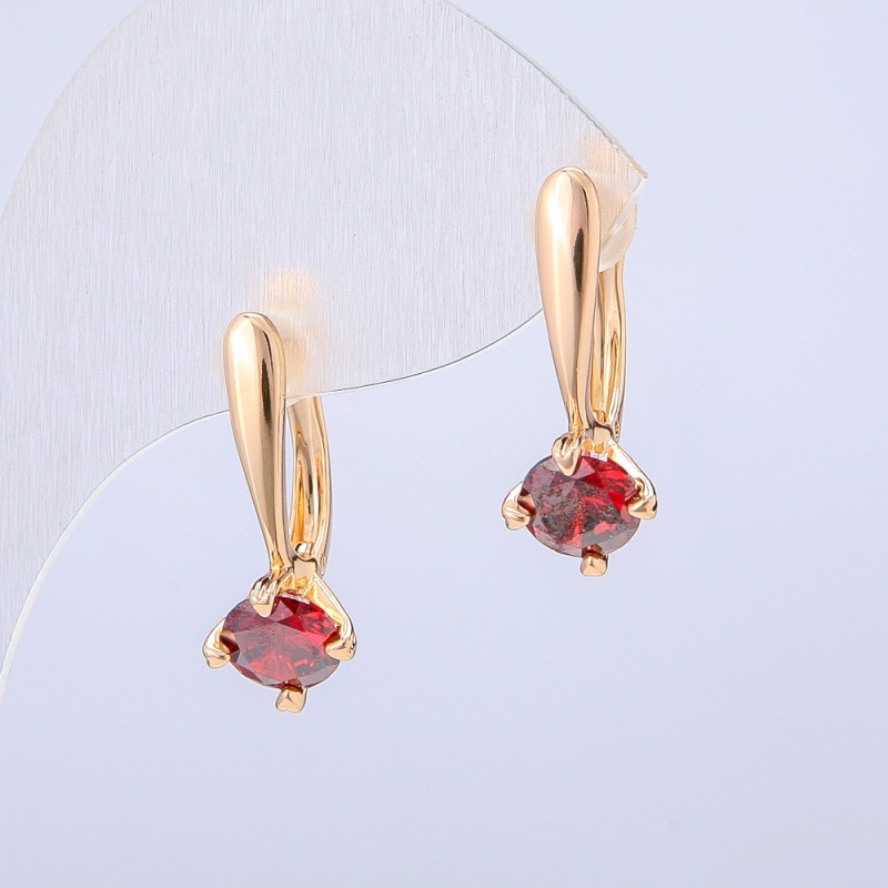 Brincos Xuping Ouro 18K com pedra vermelha, diâmetro 22x8mm +