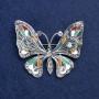 Broche Borboleta prateado com esmalte e strass 54×45mm +