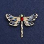 Broche Libélula metal dourado, esmalte e strass 44×60 mm +