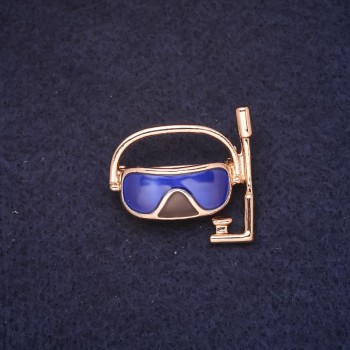  broche Máscara 30x28mm esmalte marrom azul metal dourado