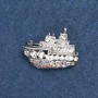 Broche Barco prata com pedras