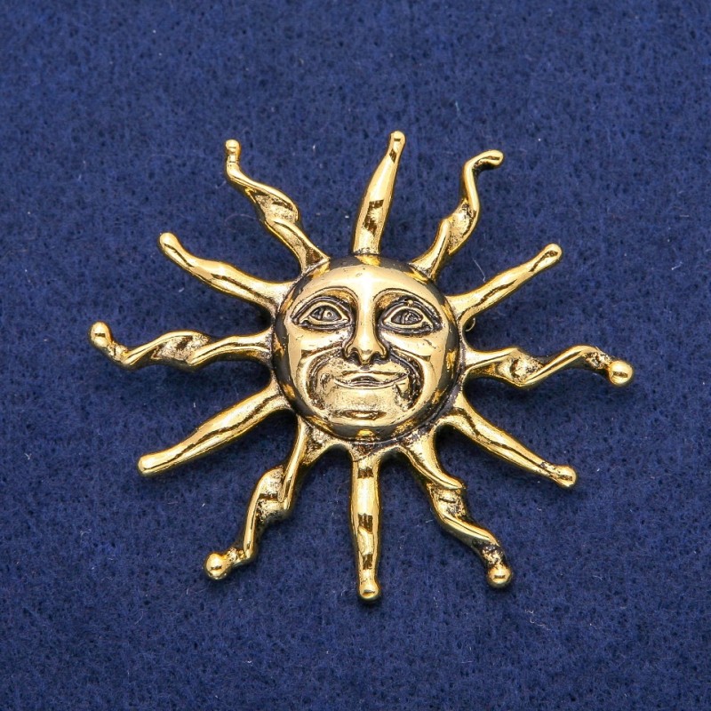 Broche Pingente Sol dourado metal