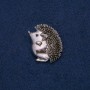 Broche-colar Ouriço prateado com strass preto 37x30 mm +