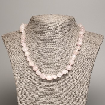 Colar de pedra Quartzo Rosa facetado, diâmetro 5×8-10mm, comprimento 50cm