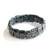 Pulseira em elástico preto e branco Obsidiana Nevada Lágrimas de Apache pedras retangulares 11x15(+-)mm