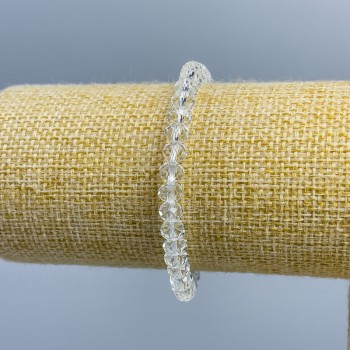 Pulseira de Cristal Tcheco branca transparente facetada, diâmetro 6x5mm, comprimento 18cm (elastic)