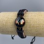 Eco-leather bracelet Skull with flag on drawstrings 1 piece