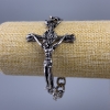 Pulseira-corrente “Jesus” metal prateado 66×43mm, espessura 10mm, comprimento 20cm +